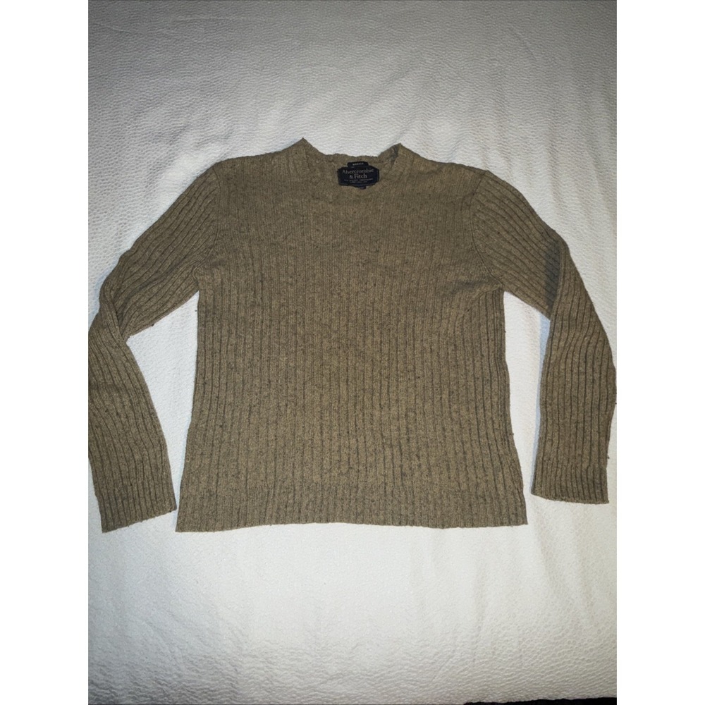 Abercrombie & Fitch Mens Muscle Lambs Wool Blend Knit Sweater XL Tan Outdoor